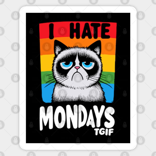 I Hate Mondays Cat Sticker by TwistedDesigns by Stefanie